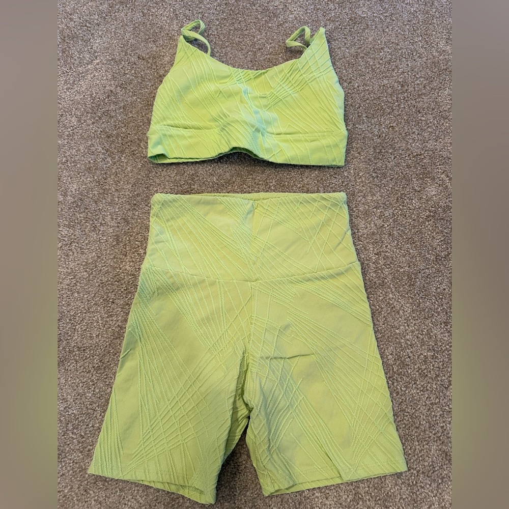 Lime Green Textured Activewear Set